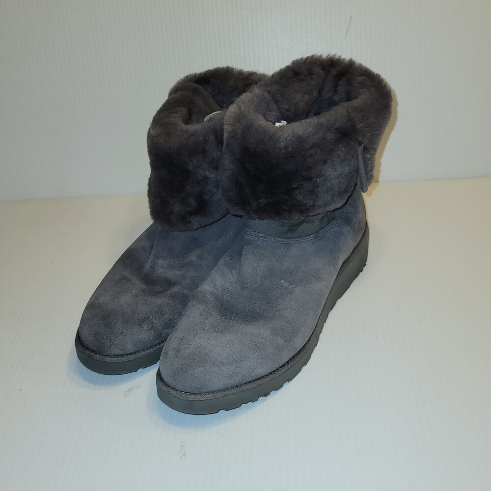 UGG Australia Grey CLASSIC SLIM SHEEPSKIN WEDGE BOOT 1013428 size US 10
